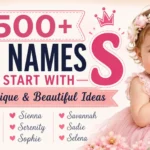500+ girl names that start with S featuring cute, unique, and beautiful baby name ideas with a smiling baby girl
