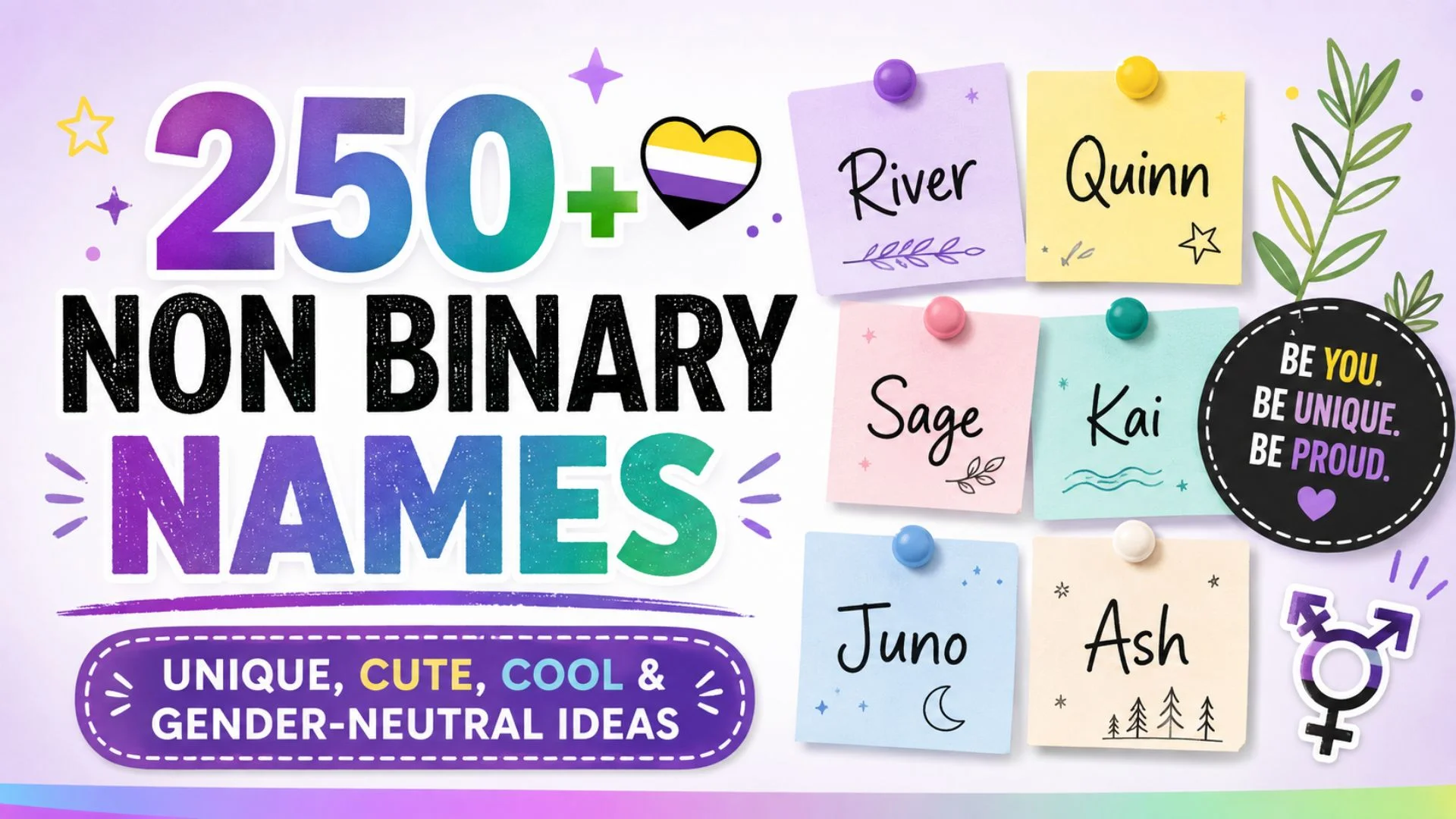 250+ non binary names with unique, cute, cool and gender-neutral name ideas